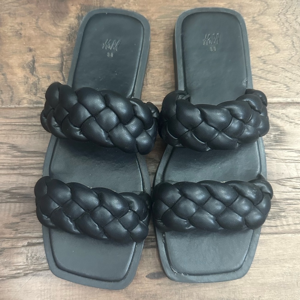 H&M braided black sandals size 38